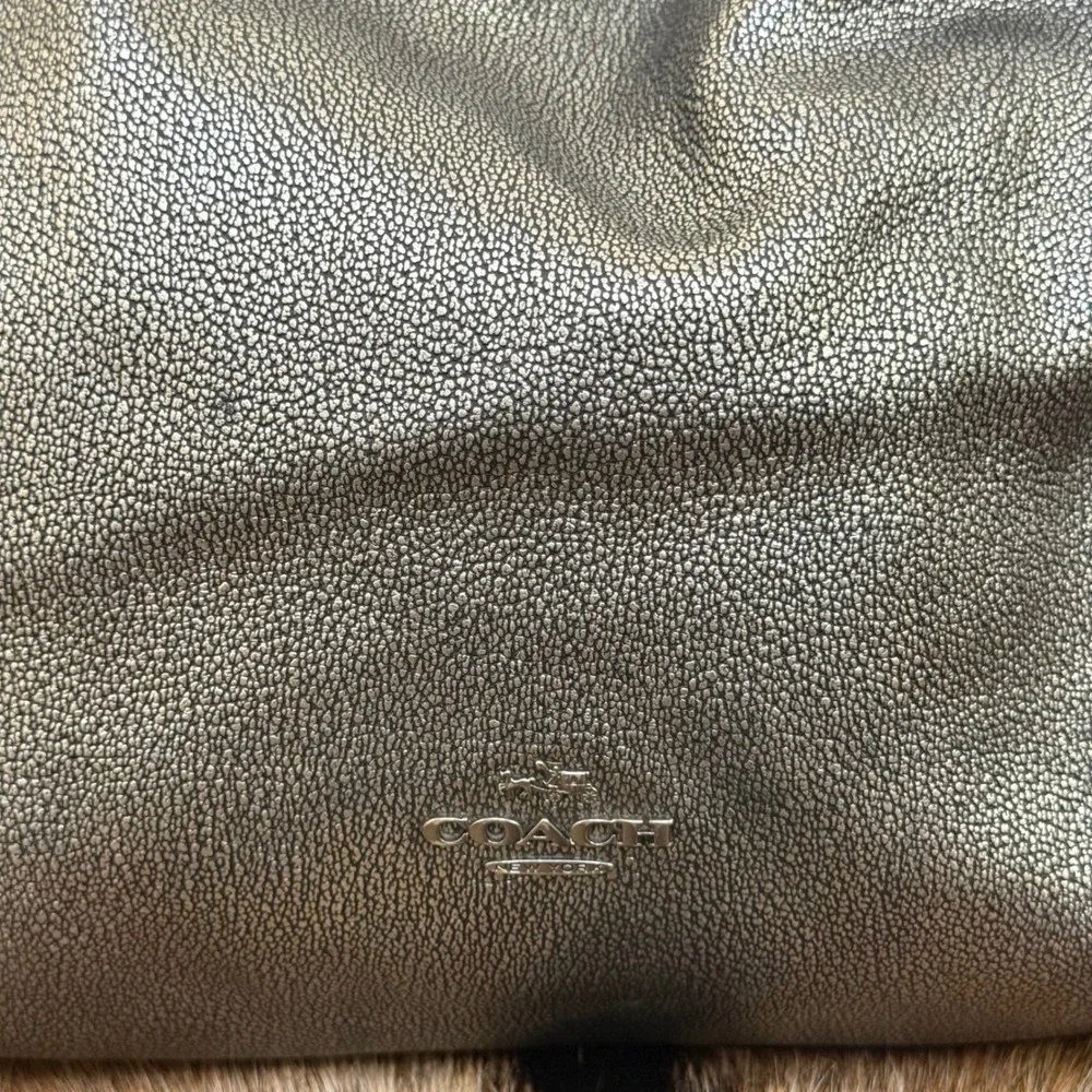 Coach‎ Edie 31 Pebbled Leather Metallic Gunmetal 36503 3 Compartment Turnlock